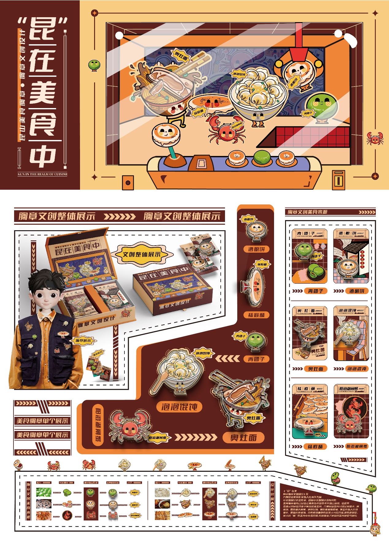 “昆”在美食中—昆山美食胸章文创设计